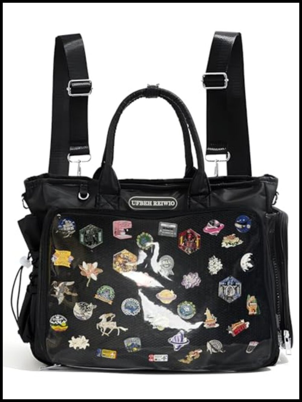 Large Ita Backpack Shoulder Tote Crossbody Handbags with Insert for Pin Display